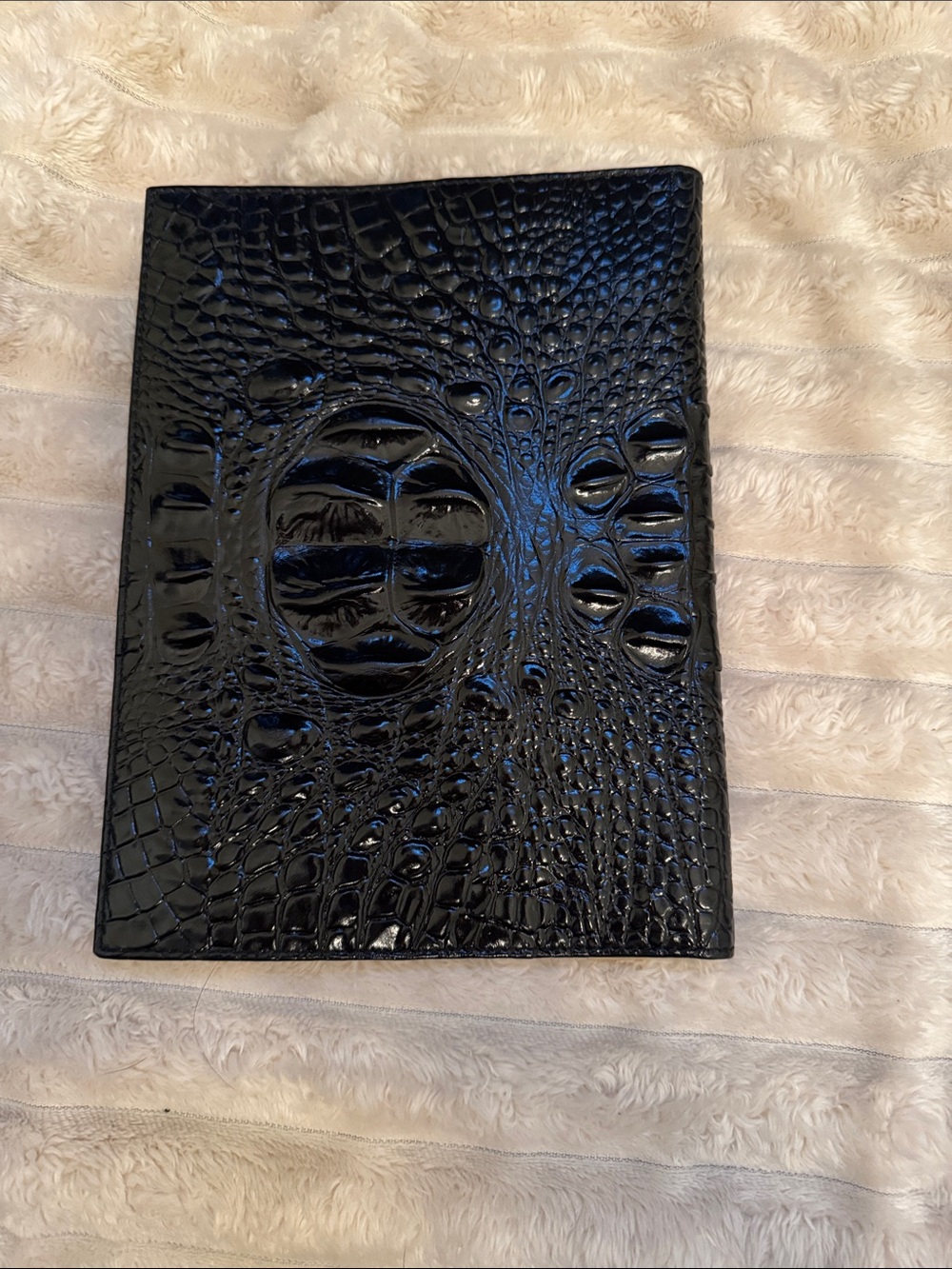Brahmin Black Croc-Embossed Leather Folio/ journal cover with Logo Plaque - Picture 4 of 4